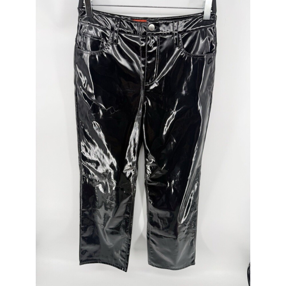 Simon Miller Black Faux Patent Leather Pants Size 26 Wide Leg